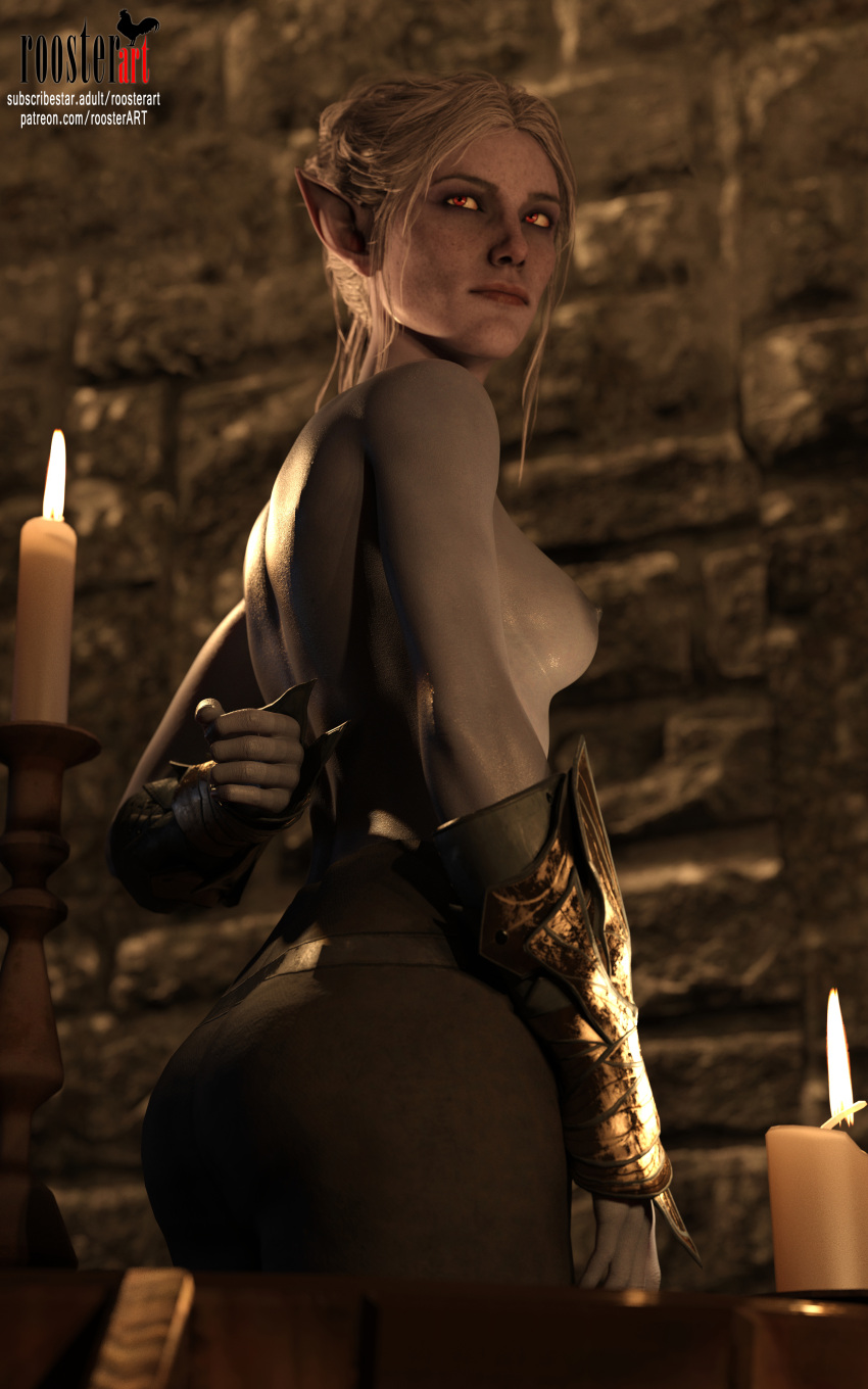 10:16 1girl 1girl 1girl 1girls 3d 3d_(artwork) 4k armor baldur's_gate_3 baldurs_gate bare_shoulders breasts breasts breasts candle castle closed_mouth elf_ears erect_nipples female_focus freckles hand_behind_back indoors medium_hair minthara nipples open_eyes partially_clothed patreon patreon_username pointy_ears red_eyes roosterart shoulders solo_female solo_focus subscribestar subscribestar_username topless topless_female video_game video_game_character video_game_franchise
