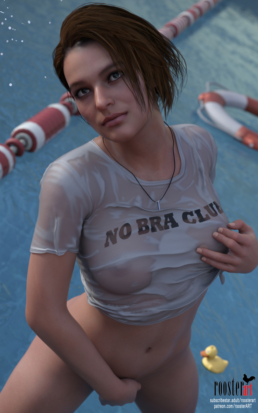 10:16 1girl 1girls 3d 3d_(artwork) 4k belly belly_button breasts breasts breasts brunette closed_mouth dark_hair duck erect_nipples fit_female hand_on_breasts hand_on_pussy in_water jill_valentine jill_valentine_(sasha_zotova) legs looking_up medium_hair necklace nipples no_panties open_eyes partially_submerged patreon patreon_username pool resident_evil roosterart rubber_duck standing subscribestar subscribestar_username summer swimming_pool video_game video_game_character video_game_franchise we wet_shirt